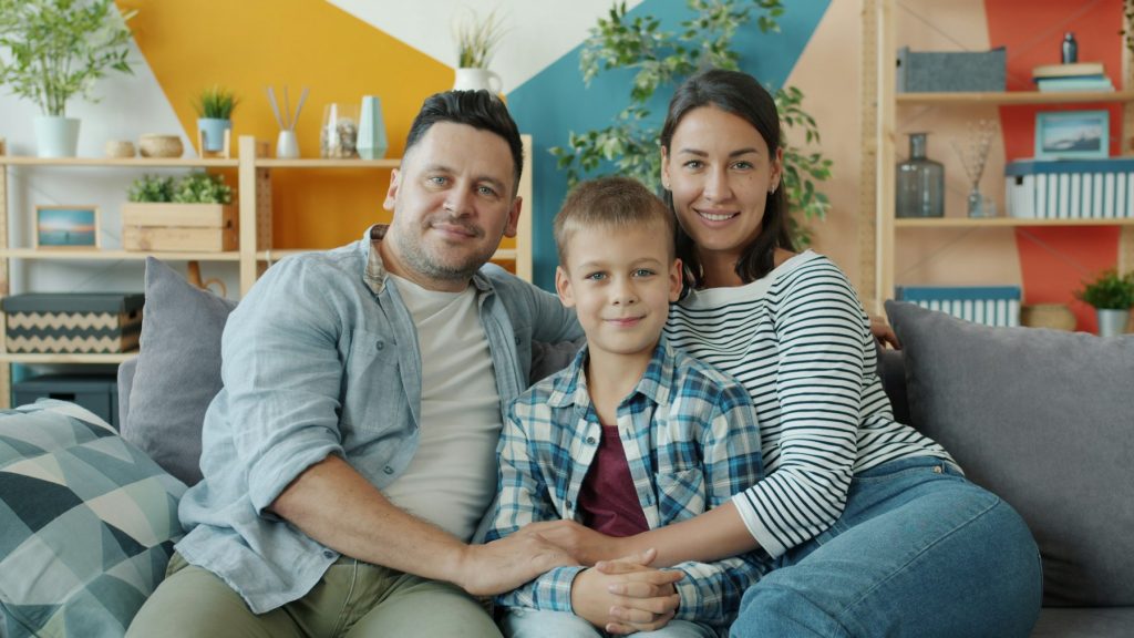 Family relaxing together at home