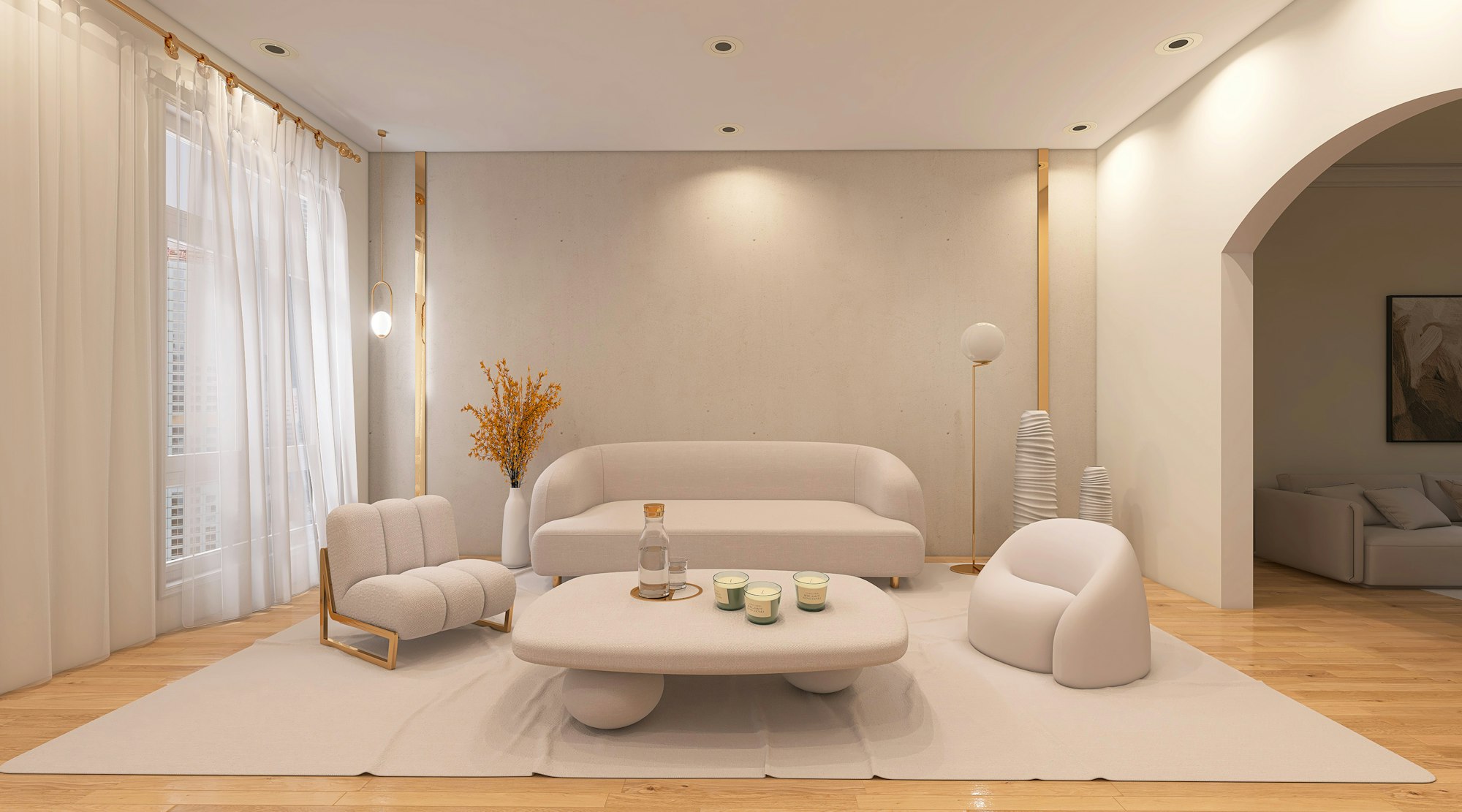 Bright, elegant living room