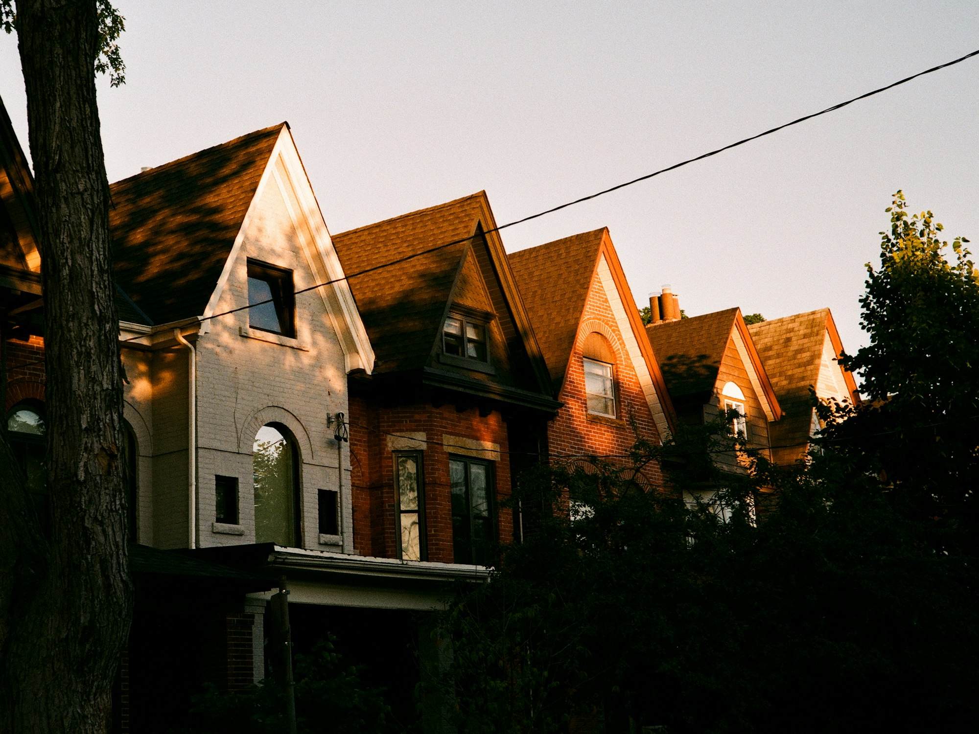 Toronto brick homes at golden hour
